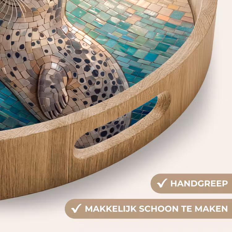 Dienblad - Zeehond - Mozaïek - Onderwater - Dieren - Blauw — 5