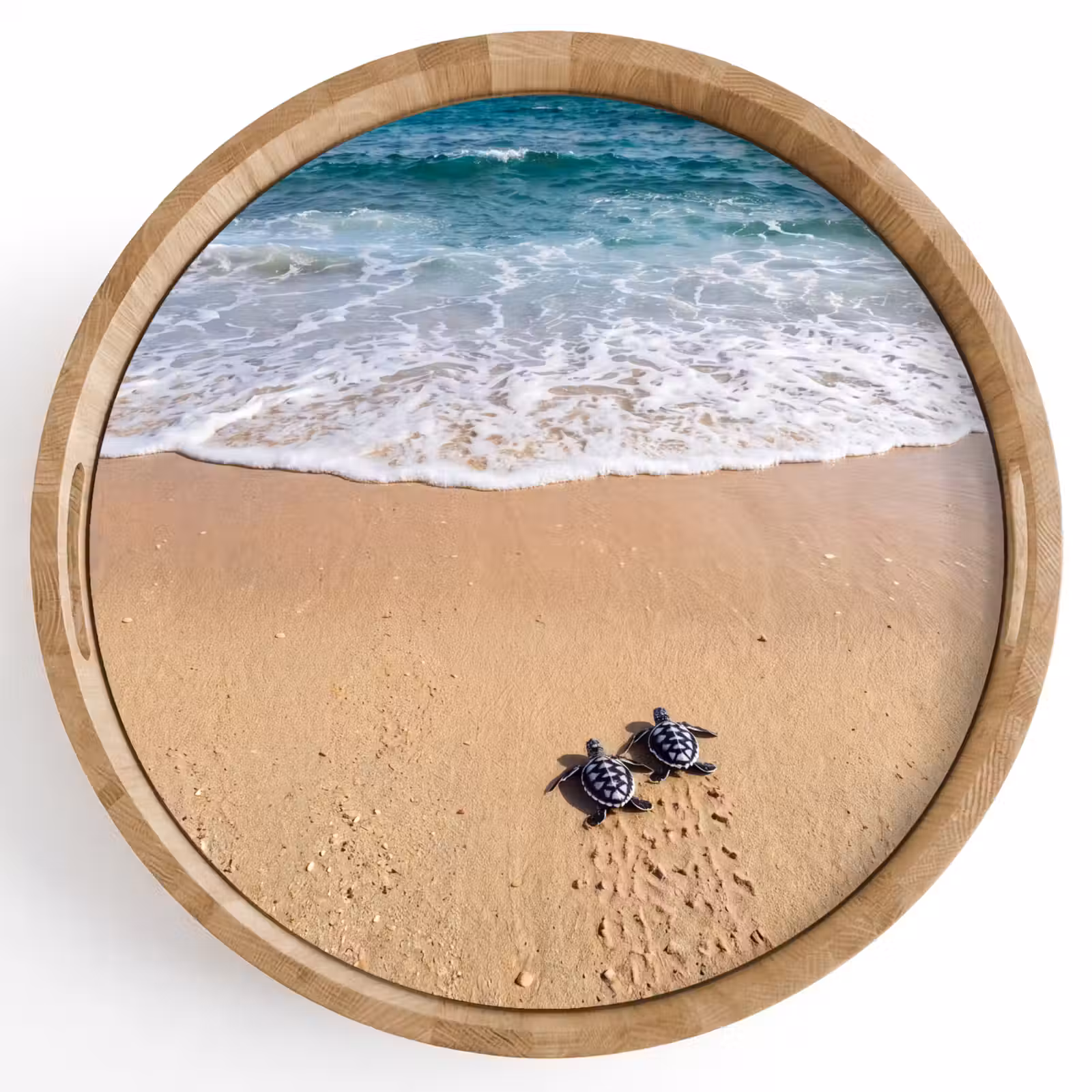 Dienblad - Schildpad - Jong - Strand - Oceaan - Blauw — 1