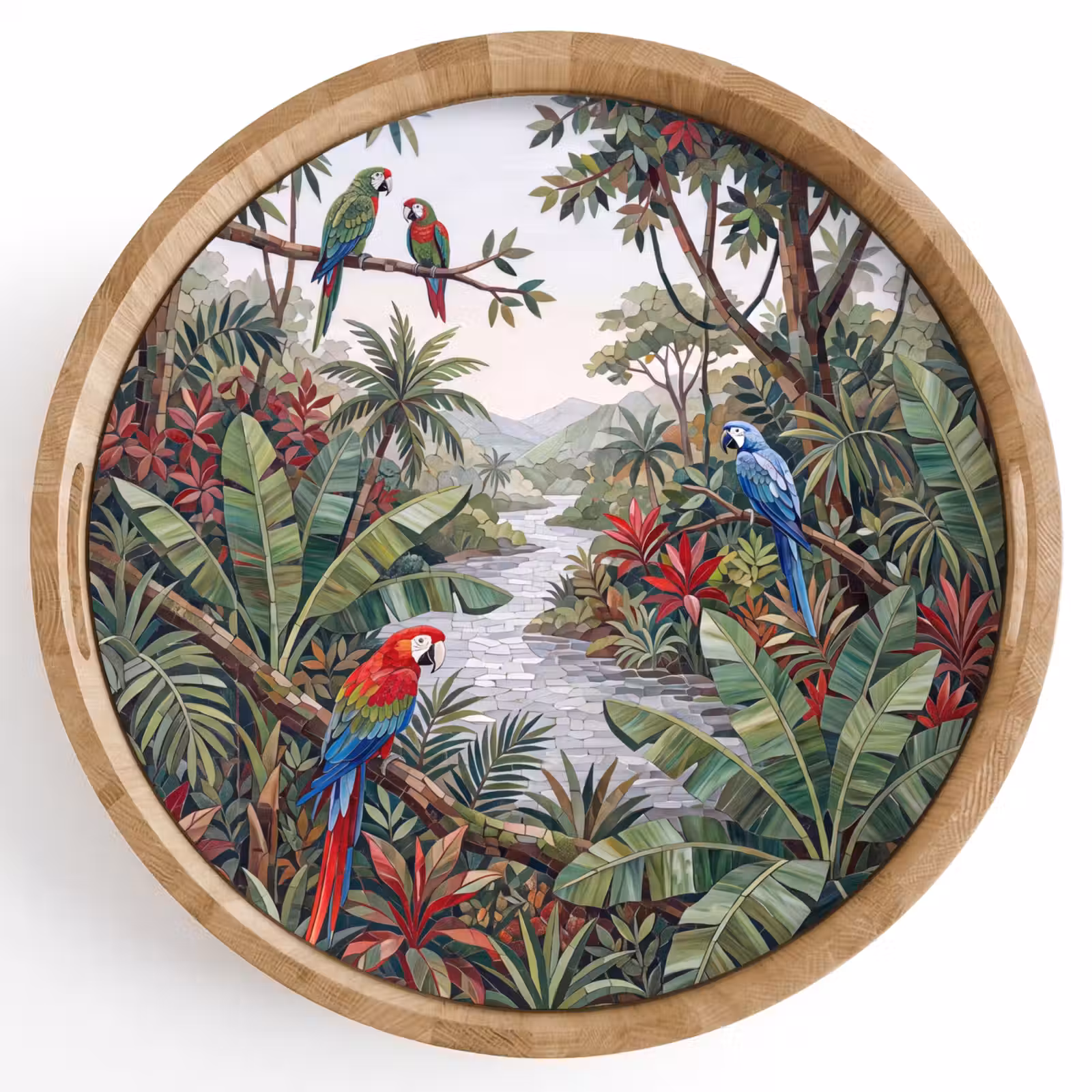 Dienblad - Vogel - Jungle - Natuur - Mozaïek - Groen — 1