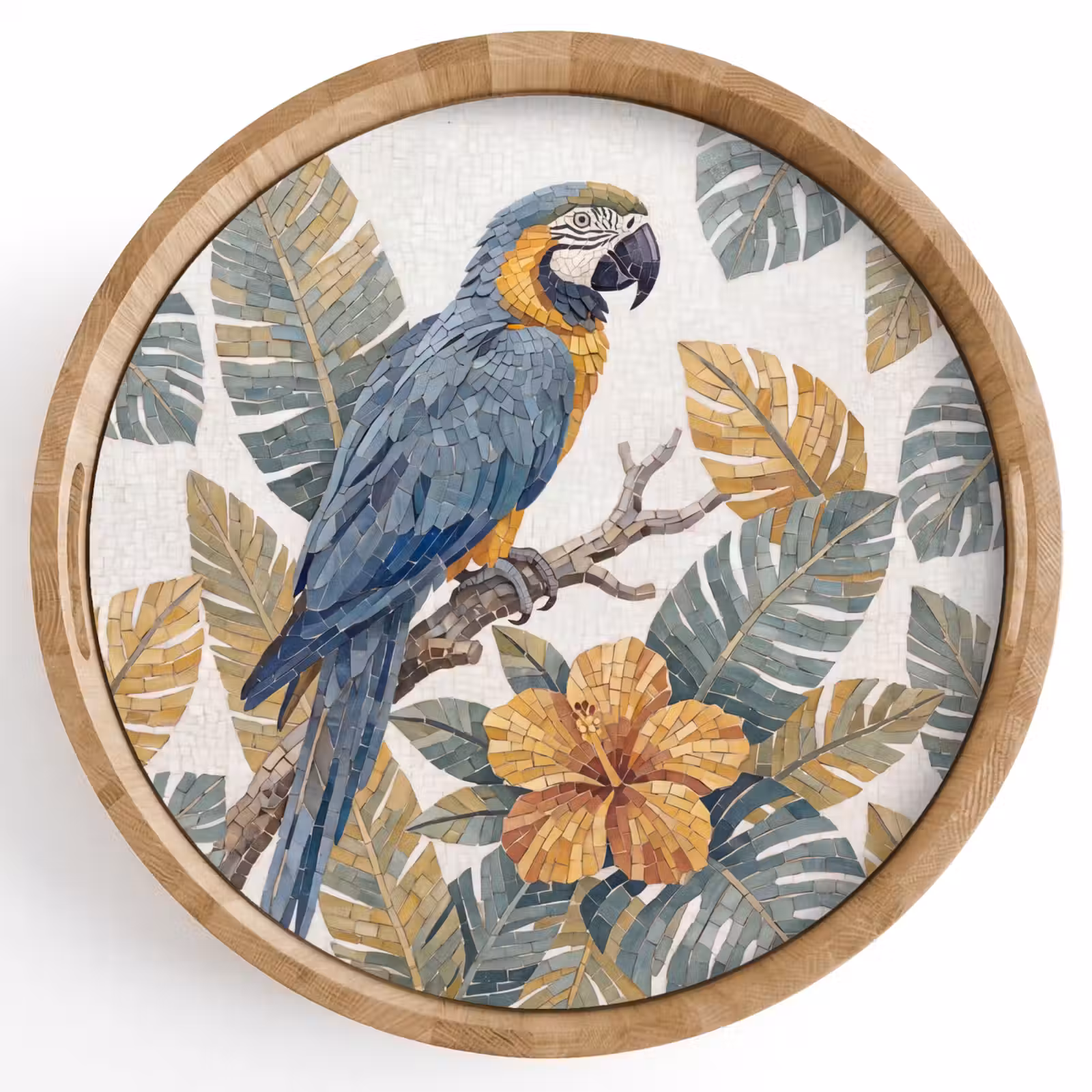 Dienblad - Vogel - Tak - Natuur - Mozaïek - Blauw — 1