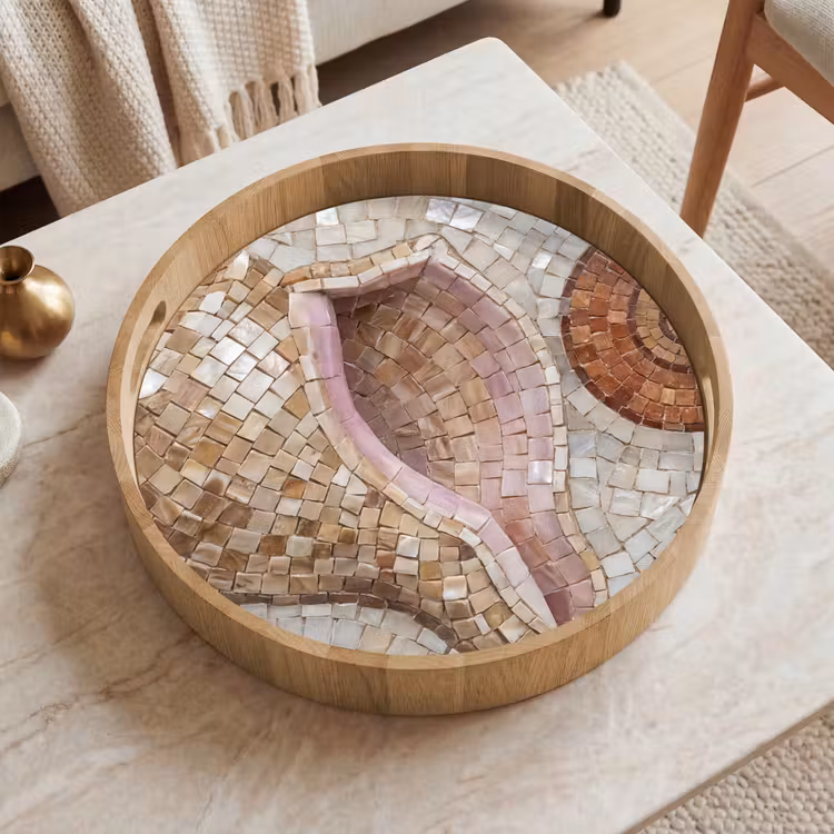 Dienblad - Schelp - Mozaïek - Zee - Beige - Modern — 2