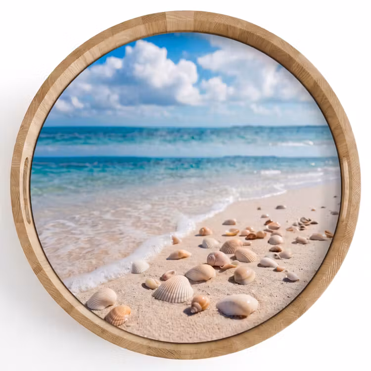 Dienblad - Schelpen - Strand - Natuur - Beige — 1