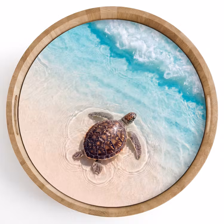 Dienblad - Schildpad - Helder water - Strand - Dieren - Natuur — 1