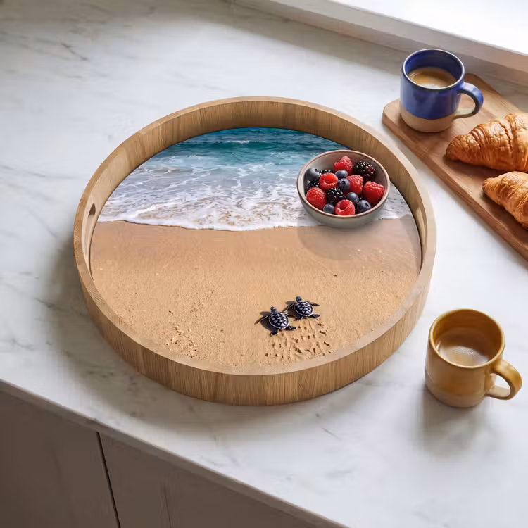 Dienblad - Schildpad - Jong - Strand - Oceaan - Blauw — 4