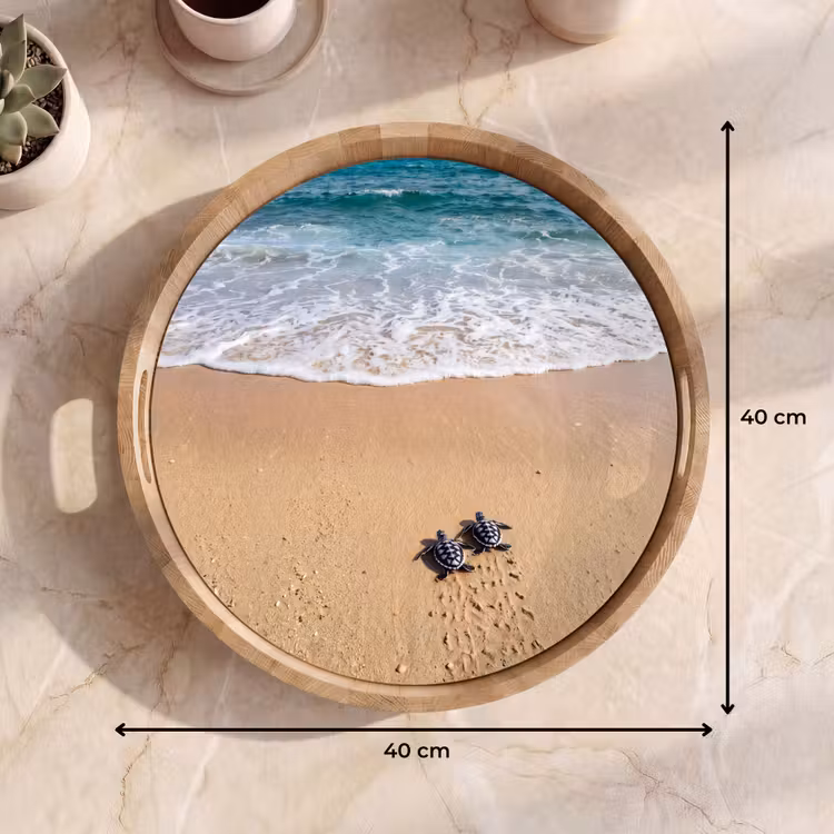 Dienblad - Schildpad - Jong - Strand - Oceaan - Blauw — 9