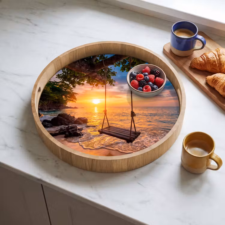 Dienblad - Schommel - Strand - Zonsondergang - Natuur - Oranje — 4