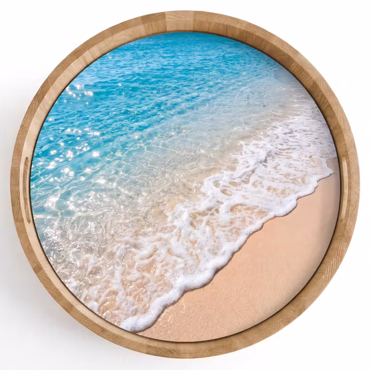 Dienblad - Strand - Water - Natuur - Blauw - Beige — 1