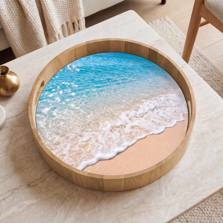 Dienblad - Strand - Water - Natuur - Blauw - Beige — 2