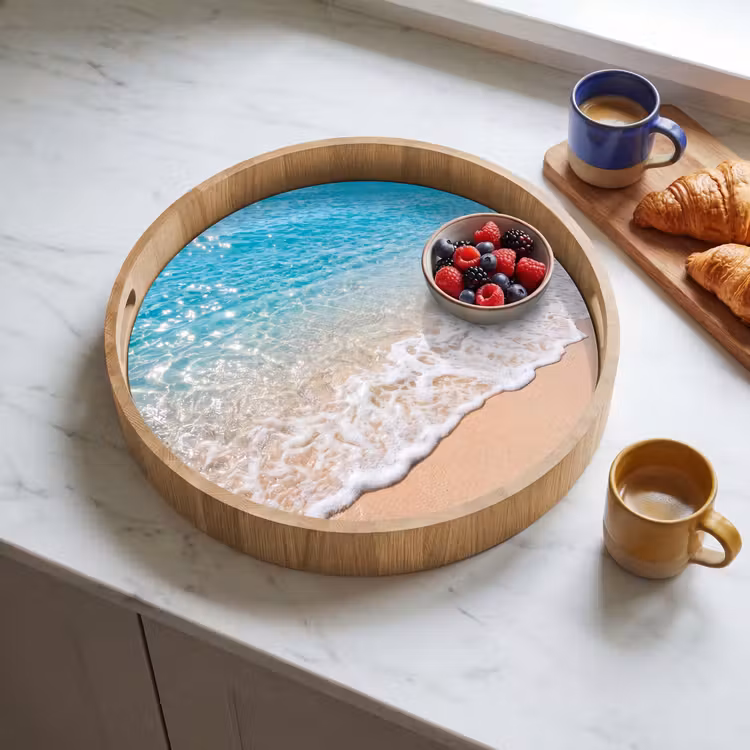 Dienblad - Strand - Water - Natuur - Blauw - Beige — 4