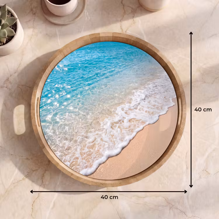 Dienblad - Strand - Water - Natuur - Blauw - Beige — 9