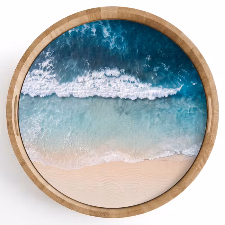 Dienblad - Strand - Zee - Golven - Natuur - Blauw — 1