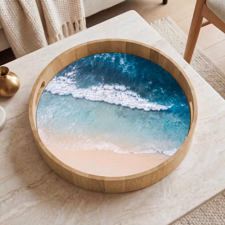 Dienblad - Strand - Zee - Golven - Natuur - Blauw — 2