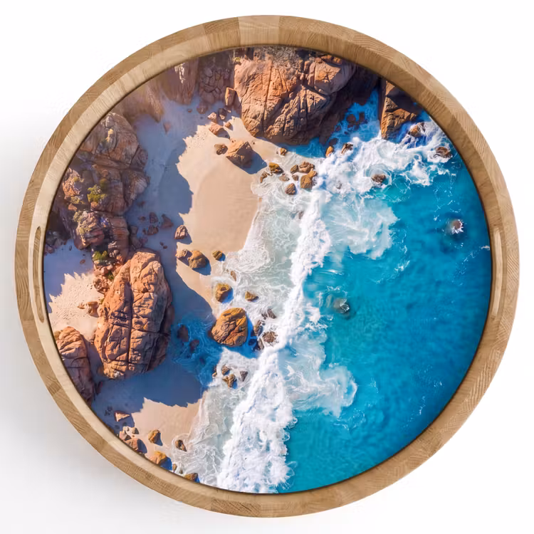 Dienblad - Strand - Zee - Rotsen - Natuur - Blauw — 1
