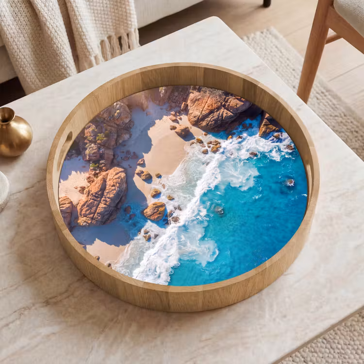 Dienblad - Strand - Zee - Rotsen - Natuur - Blauw — 2