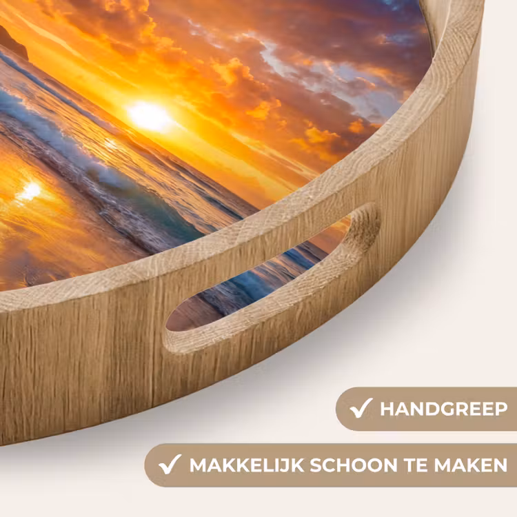 Dienblad - Strand - Zonsondergang - Golven - Natuur - Oranje — 5