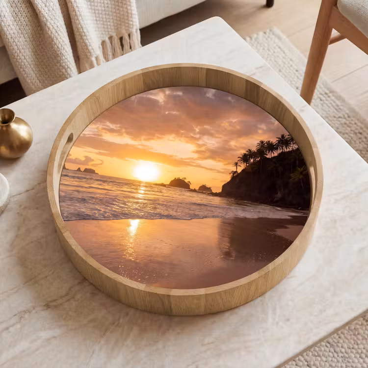 Dienblad - Strand - Zonsondergang - Natuur - Tropisch - Oranje — 2
