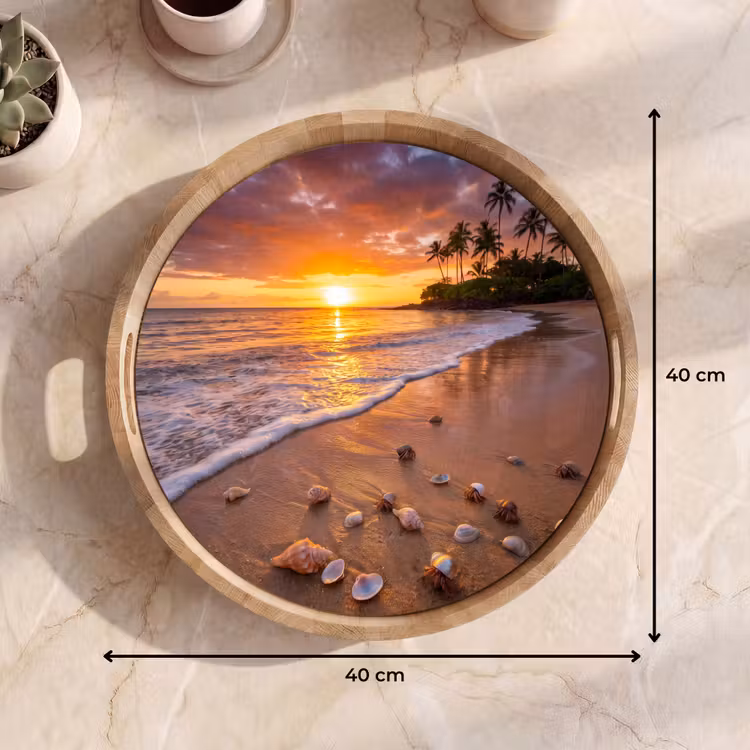 Dienblad - Strand - Zonsondergang - Palmbomen - Natuur - Oranje — 9