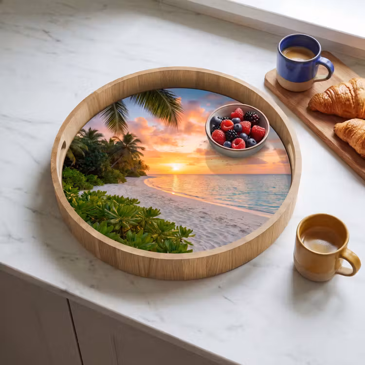 Dienblad - Strand - Zonsondergang - Palmbomen - Tropisch - Natuur — 4
