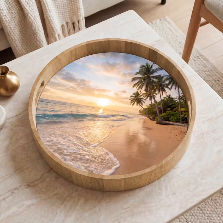 Dienblad - Strand - Zonsondergang - Tropisch - Natuur - Goud — 2