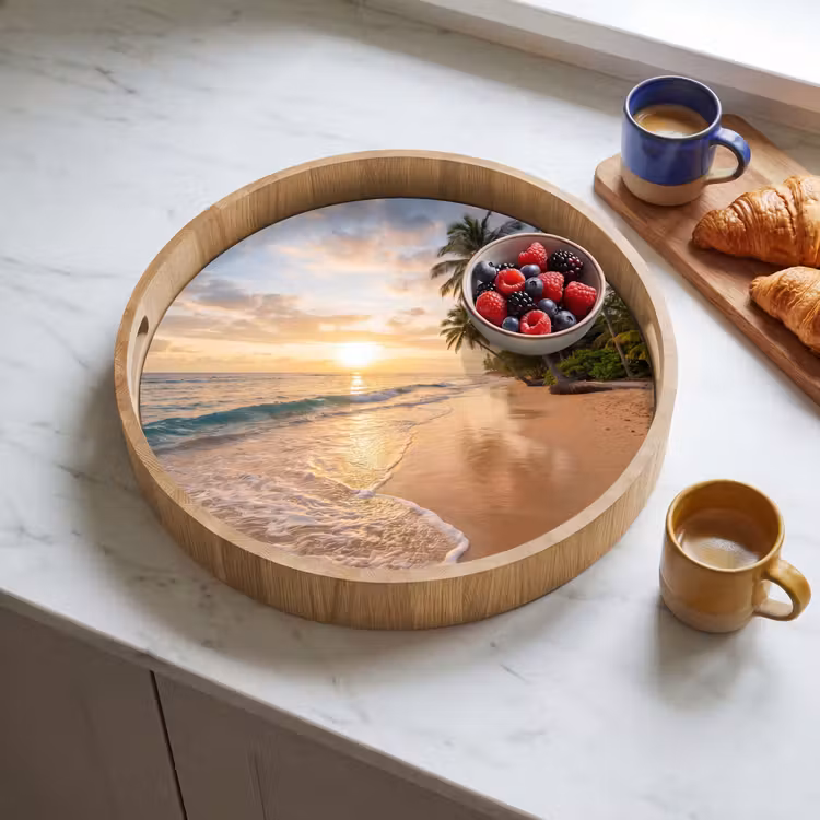 Dienblad - Strand - Zonsondergang - Tropisch - Natuur - Goud — 4