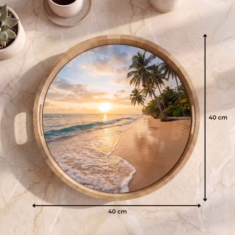 Dienblad - Strand - Zonsondergang - Tropisch - Natuur - Goud — 9