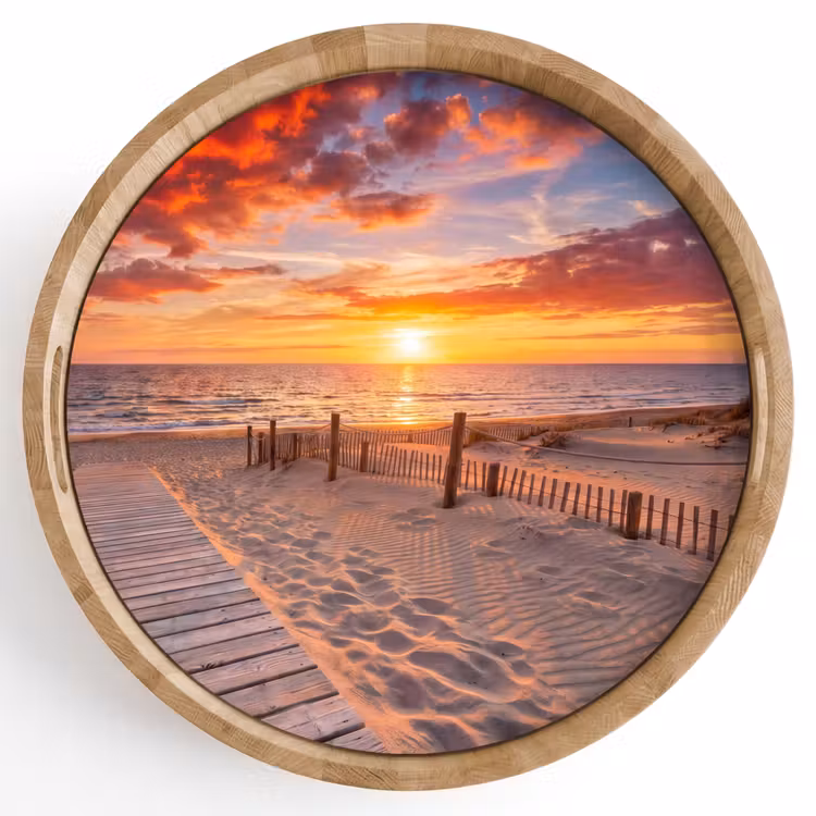 Dienblad - Strand - Zonsondergang - Zee - Natuur - Oranje — 1