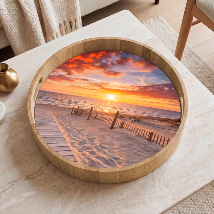 Dienblad - Strand - Zonsondergang - Zee - Natuur - Oranje — 2