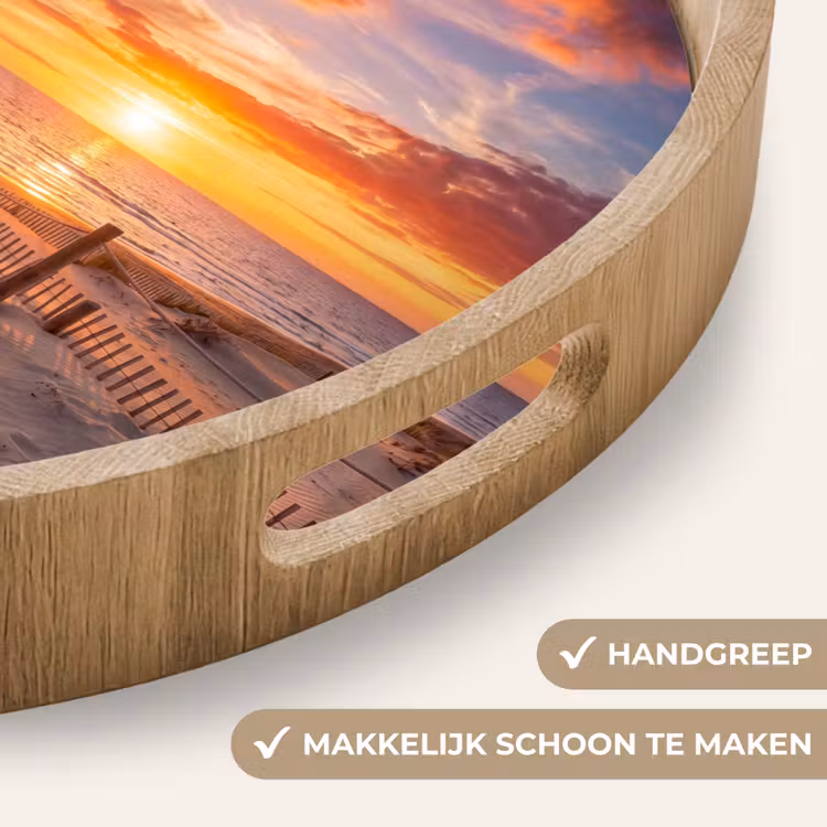Dienblad - Strand - Zonsondergang - Zee - Natuur - Oranje — 5