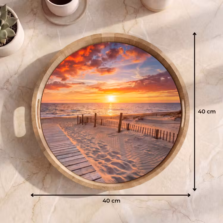 Dienblad - Strand - Zonsondergang - Zee - Natuur - Oranje — 9