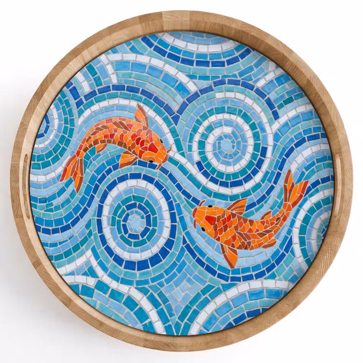 Dienblad - Vis - Mozaïek - Water - Decoratief - Blauw — 1