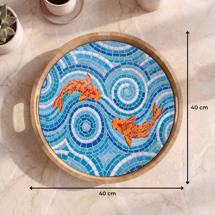 Dienblad - Vis - Mozaïek - Water - Decoratief - Blauw — 9