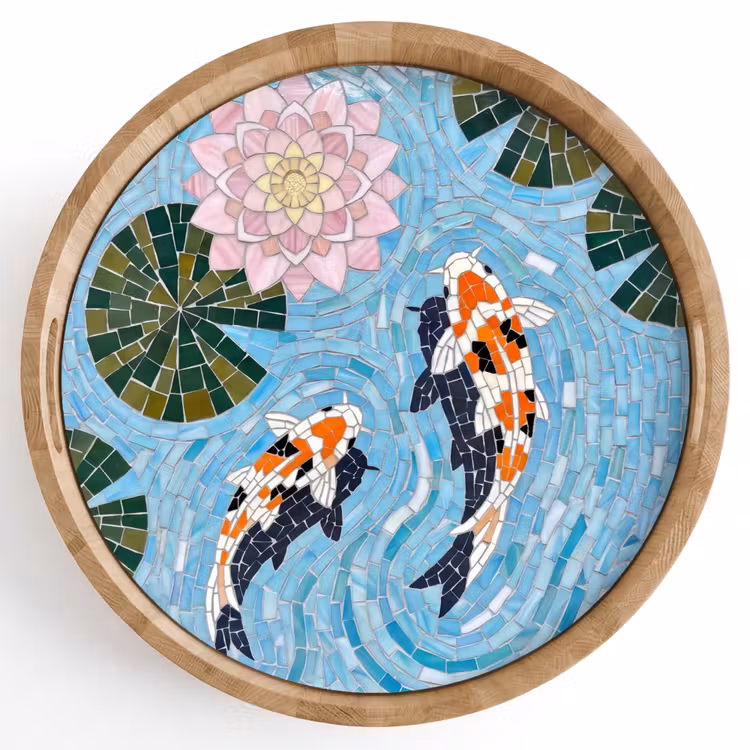 Dienblad - Vis - Water - Natuur - Mozaïek - Blauw — 1