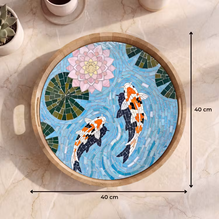 Dienblad - Vis - Water - Natuur - Mozaïek - Blauw — 9
