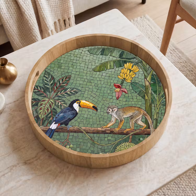 Dienblad - Vogel - Dier - Jungle - Mozaïek - Natuur — 2