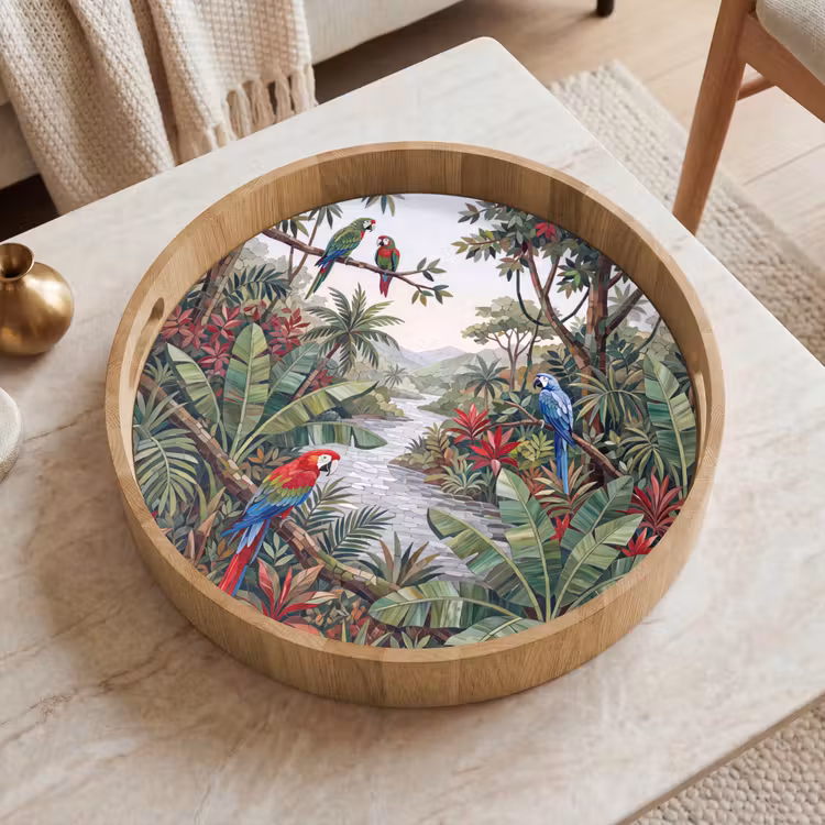 Dienblad - Vogel - Jungle - Natuur - Mozaïek - Groen — 2