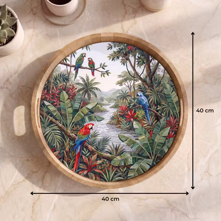 Dienblad - Vogel - Jungle - Natuur - Mozaïek - Groen — 9