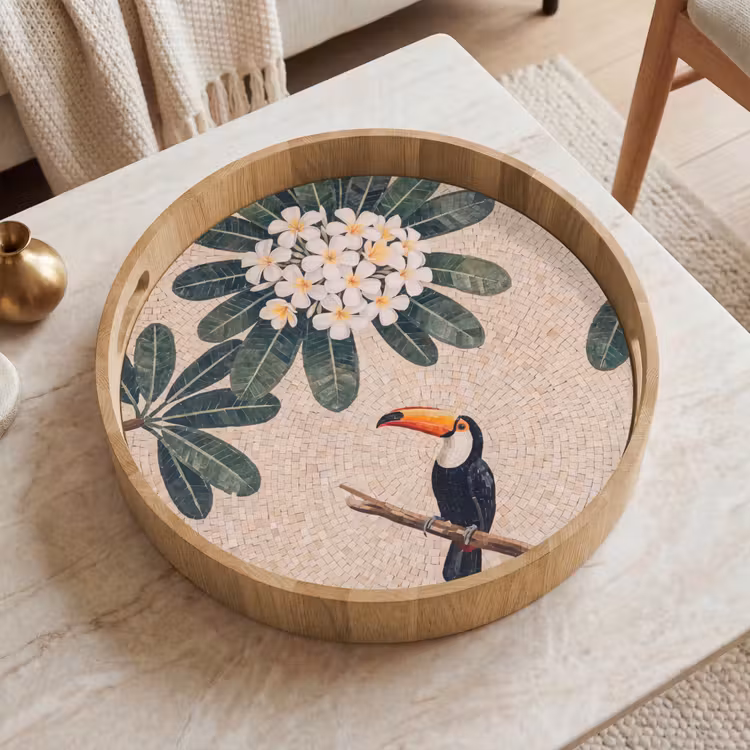 Dienblad - Vogel - Mozaïek - Tropisch - Natuur - Kleurrijk — 2