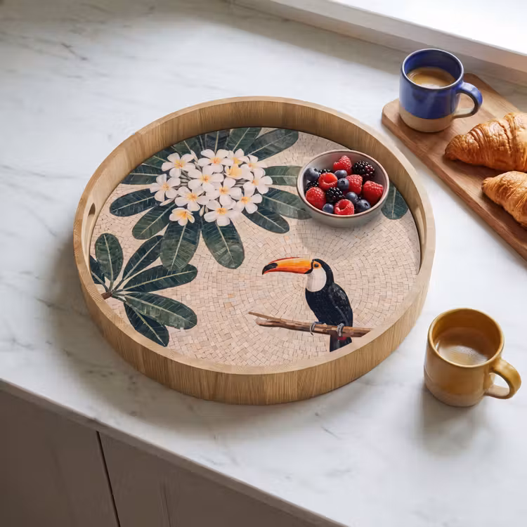 Dienblad - Vogel - Mozaïek - Tropisch - Natuur - Kleurrijk — 4
