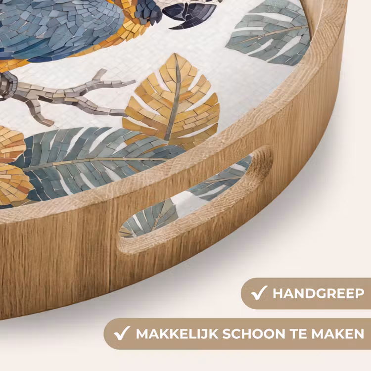 Dienblad - Vogel - Tak - Natuur - Mozaïek - Blauw — 5