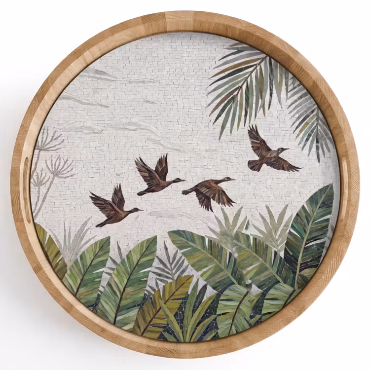 Dienblad - Vogel - Vliegend - Tropisch - Mozaïek - Groen — 1