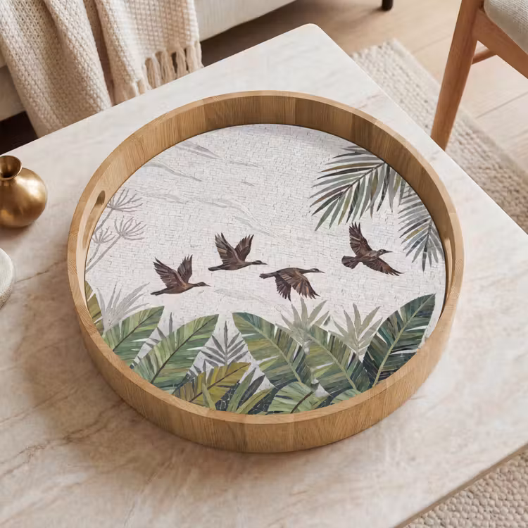 Dienblad - Vogel - Vliegend - Tropisch - Mozaïek - Groen — 2