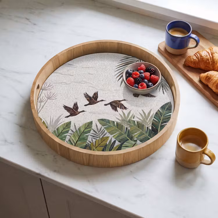 Dienblad - Vogel - Vliegend - Tropisch - Mozaïek - Groen — 4