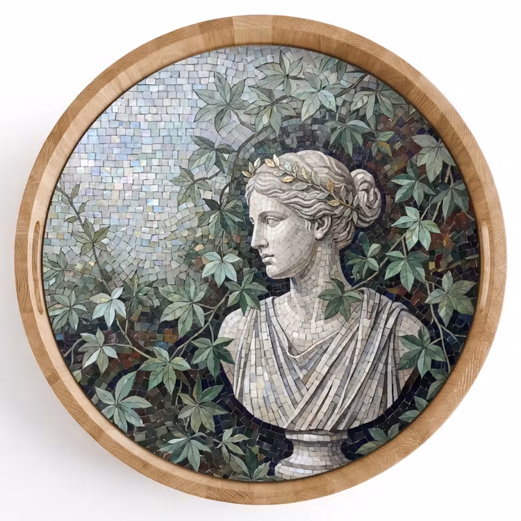 Dienblad - Vrouw - Klassiek - Mozaiëk - Natuur - Groen — 1