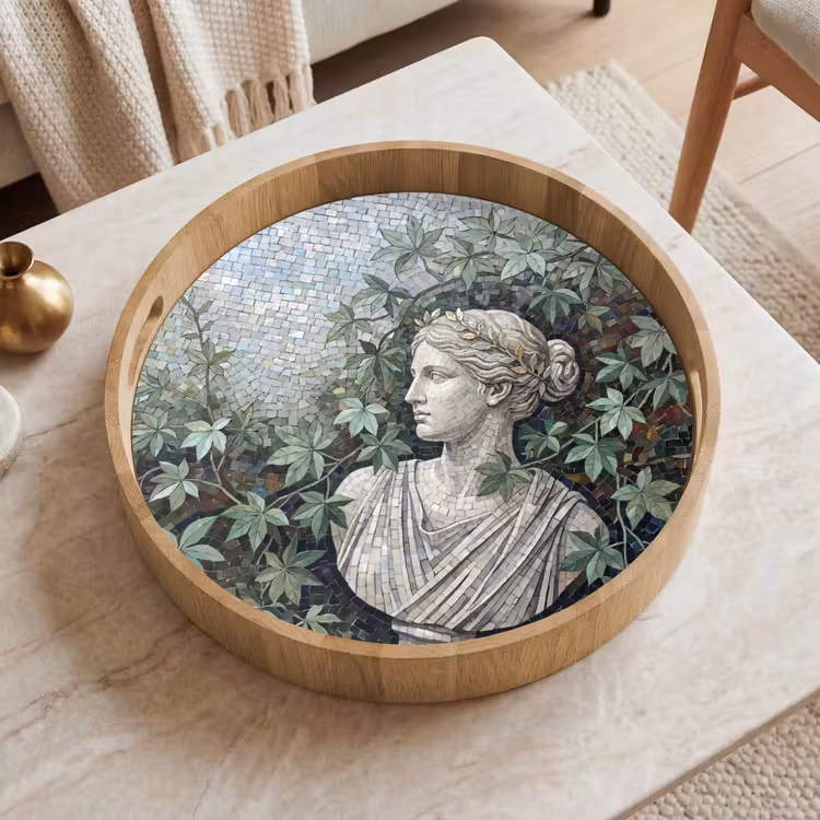 Dienblad - Vrouw - Klassiek - Mozaiëk - Natuur - Groen — 2