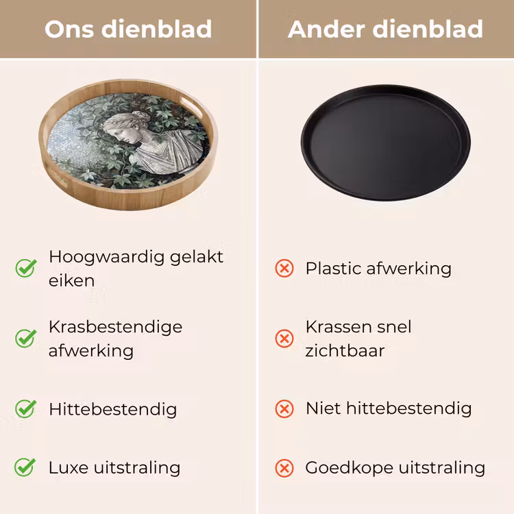 Dienblad - Vrouw - Klassiek - Mozaiëk - Natuur - Groen — 3