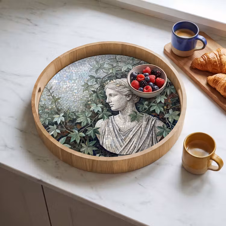 Dienblad - Vrouw - Klassiek - Mozaiëk - Natuur - Groen — 4