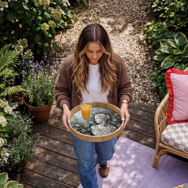 Dienblad - Vrouw - Klassiek - Mozaiëk - Natuur - Groen — 8