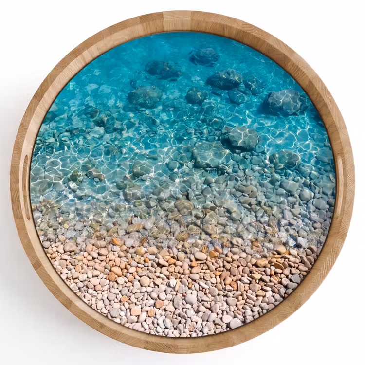 Dienblad - Water - Kiezels - Natuur - Levendig - Turkoois — 1