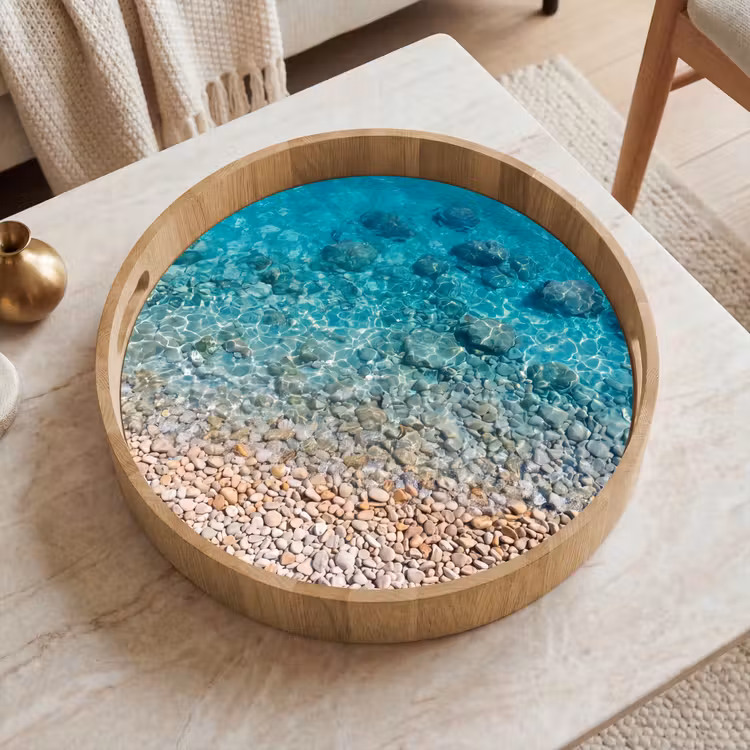 Dienblad - Water - Kiezels - Natuur - Levendig - Turkoois — 2