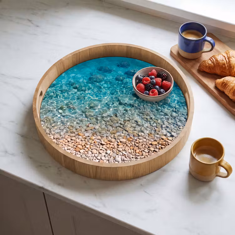 Dienblad - Water - Kiezels - Natuur - Levendig - Turkoois — 4